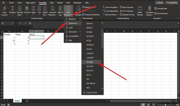 วิธีใช้ฟังก์ชัน DEC2Bin ใน Microsoft Excel เพื่อแปลงเลขฐานสิบเป็นไบนารี 