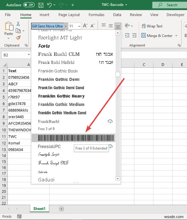 วิธีสร้างบาร์โค้ดใน Microsoft Excel 