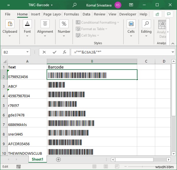 วิธีสร้างบาร์โค้ดใน Microsoft Excel 