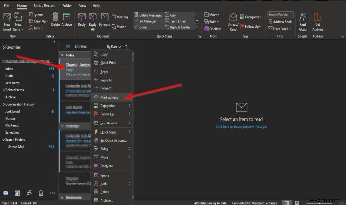 วิธีทำเครื่องหมายข้อความอีเมลว่าอ่านแล้วใน Outlook 