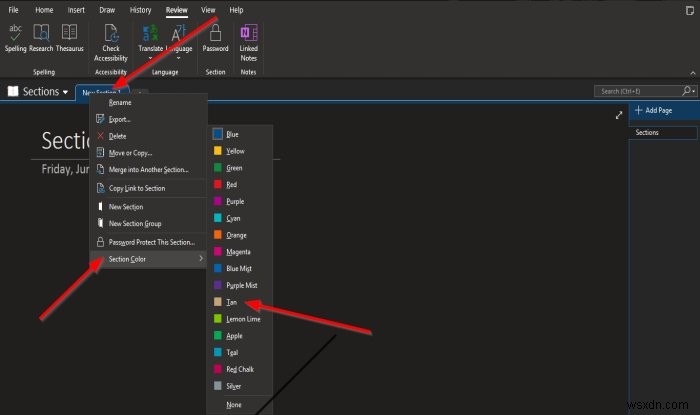 วิธีเพิ่มสีให้กับส่วนต่างๆ ใน ​​OneNote 