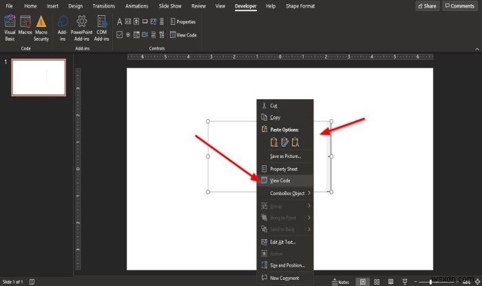 วิธีแทรกเมนูแบบเลื่อนลงใน PowerPoint 