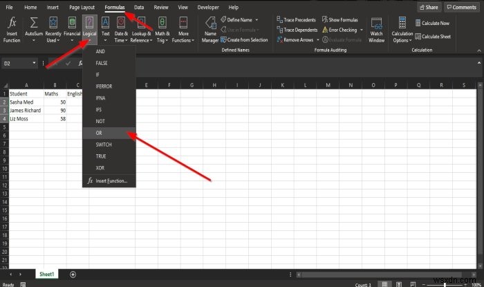 วิธีใช้ฟังก์ชัน OR Excel เพื่อตรวจสอบว่าเงื่อนไขเป็น True 