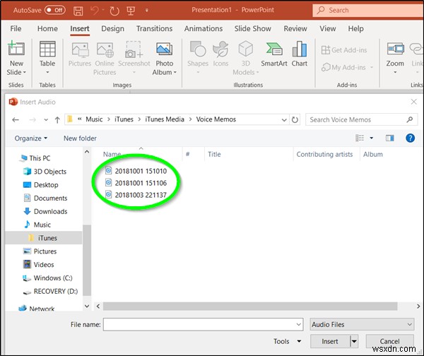 วิธีแทรกไฟล์เสียงหรือเสียงใน PowerPoint 