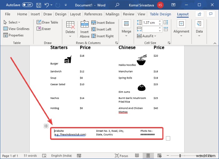 วิธีสร้างเมนูร้านอาหารใน Microsoft Word 