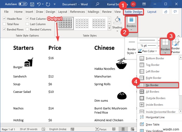 วิธีสร้างเมนูร้านอาหารใน Microsoft Word 