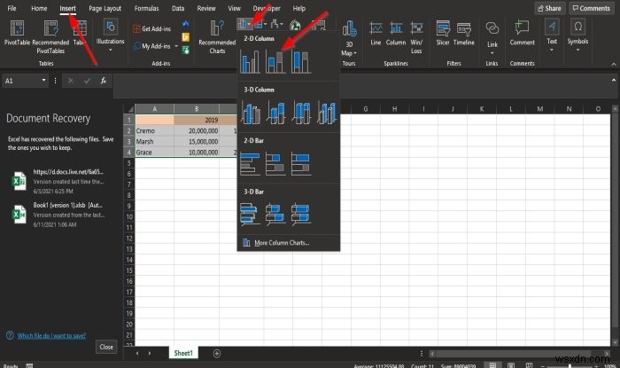 วิธีสลับแถวและคอลัมน์ในแผนภูมิ Excel 