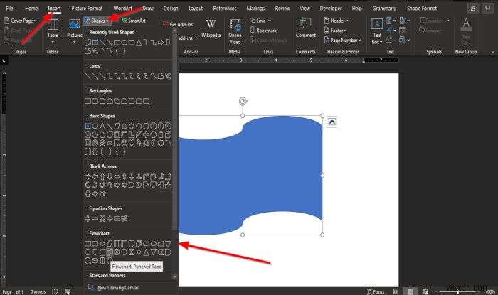 วิธีการแทรกข้อความลงในรูปร่างใน Microsoft Word