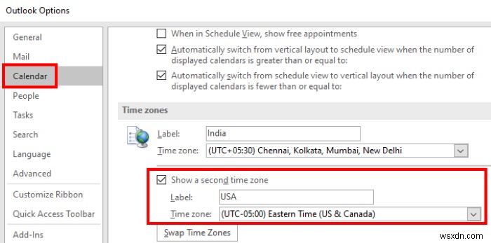 วิธีแสดงโซนเวลาสองโซนในปฏิทิน Outlook 