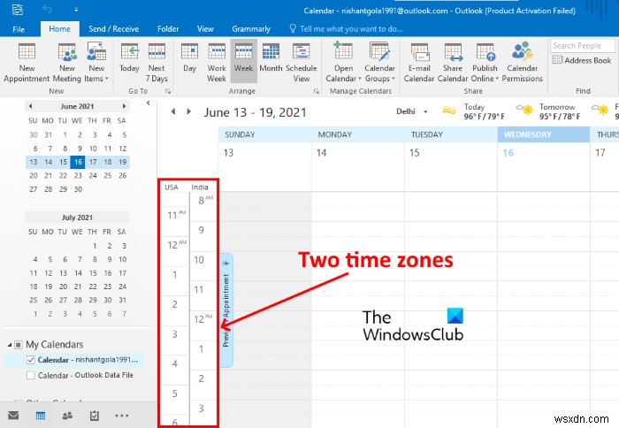 วิธีแสดงโซนเวลาสองโซนในปฏิทิน Outlook 