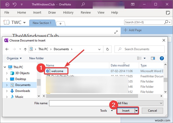 วิธีการแทรกเอกสาร Word ลงในบันทึกย่อ OneNote