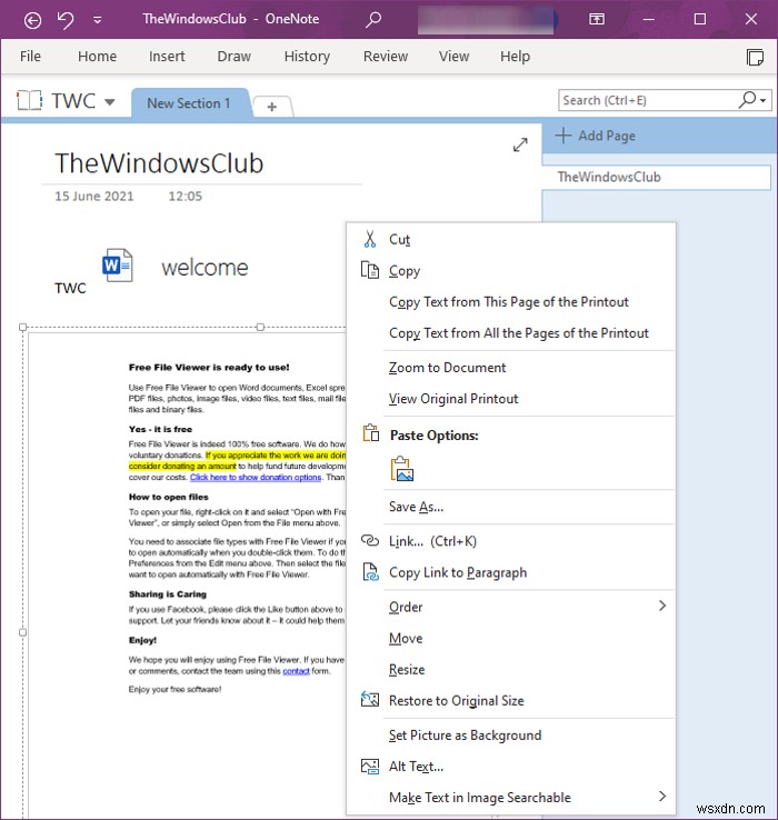 วิธีการแทรกเอกสาร Word ลงในบันทึกย่อ OneNote