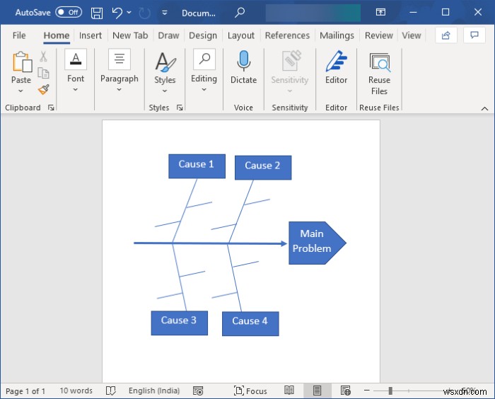 วิธีสร้างไดอะแกรมก้างปลาใน Microsoft Word