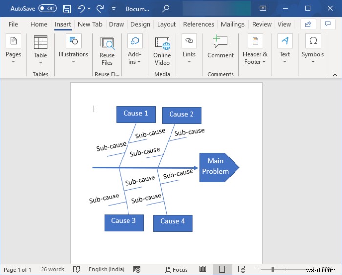 วิธีสร้างไดอะแกรมก้างปลาใน Microsoft Word