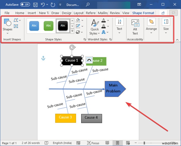 วิธีสร้างไดอะแกรมก้างปลาใน Microsoft Word