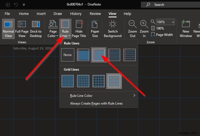 วิธีสร้าง Grid Line และ Rule Line ใน OneNote 