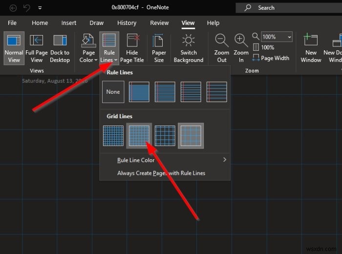 วิธีสร้าง Grid Line และ Rule Line ใน OneNote 