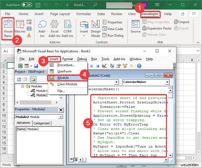 วิธีสร้างปฏิทินใน Microsoft Excel 