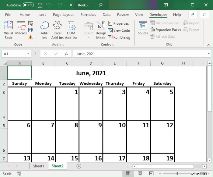 วิธีสร้างปฏิทินใน Microsoft Excel 