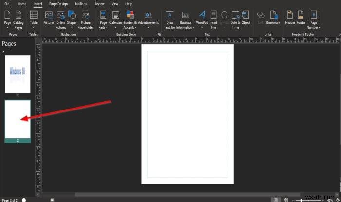 วิธีใช้ตัวเลือกหน้าใน Microsoft Publisher 