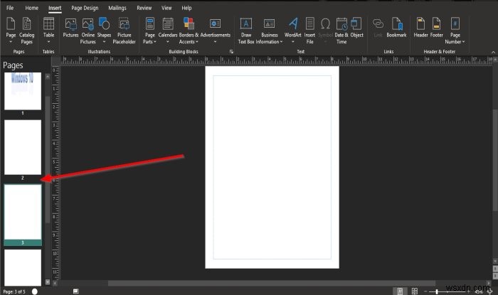 วิธีใช้ตัวเลือกหน้าใน Microsoft Publisher 