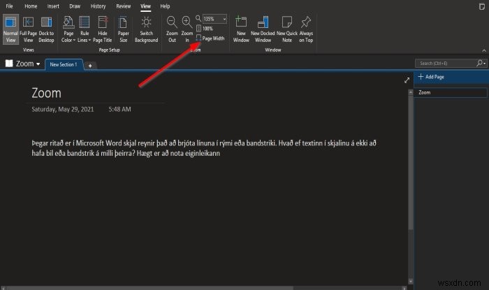 วิธีซูมเข้าและซูมออกใน OneNote บน Windows 11/10 