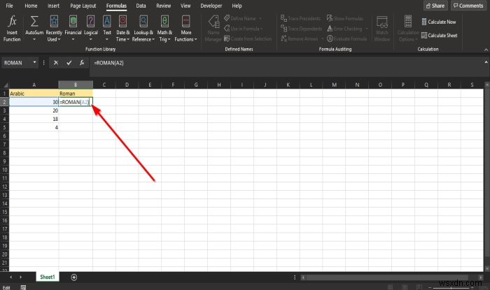 วิธีใช้ฟังก์ชัน ROMAN ใน Microsoft Excel 