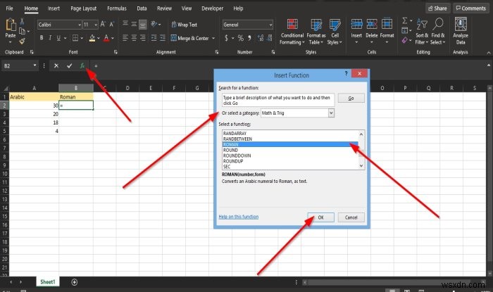 วิธีใช้ฟังก์ชัน ROMAN ใน Microsoft Excel 