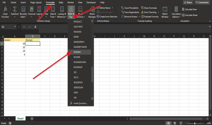 วิธีใช้ฟังก์ชัน ROMAN ใน Microsoft Excel 