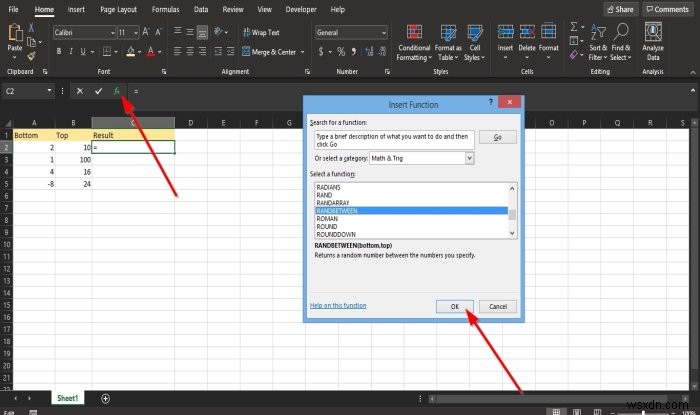 วิธีใช้ฟังก์ชัน RANDBETWEEN ใน Excel 