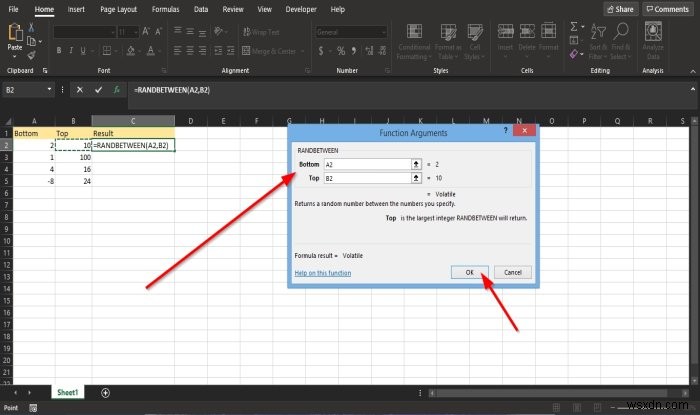 วิธีใช้ฟังก์ชัน RANDBETWEEN ใน Excel 