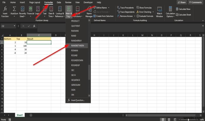 วิธีใช้ฟังก์ชัน RANDBETWEEN ใน Excel 