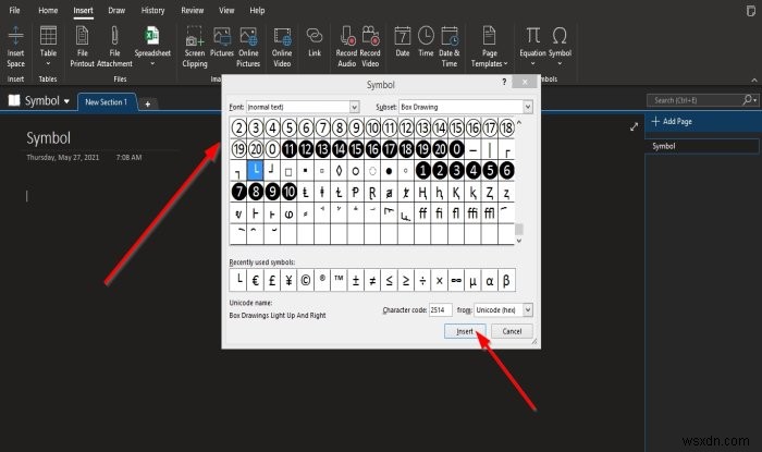 วิธีการแทรกสมการและสัญลักษณ์ลงในหน้าใน OneNote