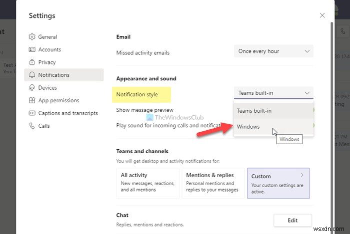 วิธีเปลี่ยนรูปแบบการแจ้งเตือนของ Microsoft Teams ใน Windows 10