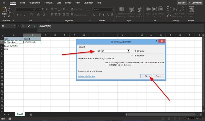 วิธีใช้ฟังก์ชัน Lower และ Upper ใน Excel เพื่อเปลี่ยนตัวพิมพ์ของ Text