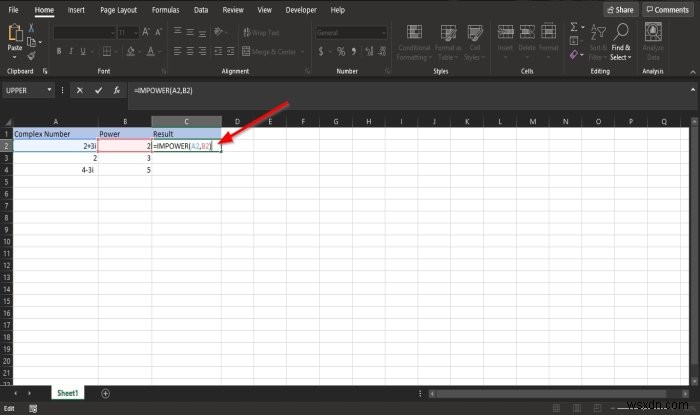 วิธีใช้ฟังก์ชัน IMPOWER ใน Microsoft Excel 