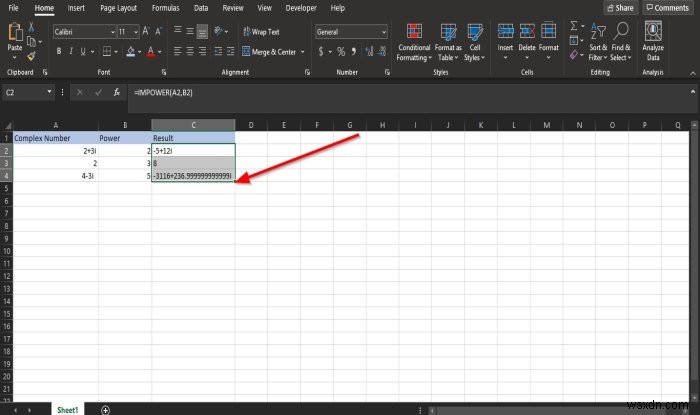 วิธีใช้ฟังก์ชัน IMPOWER ใน Microsoft Excel 