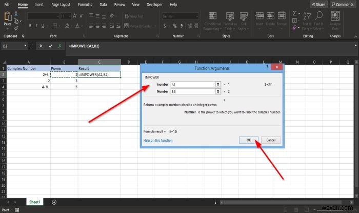 วิธีใช้ฟังก์ชัน IMPOWER ใน Microsoft Excel 