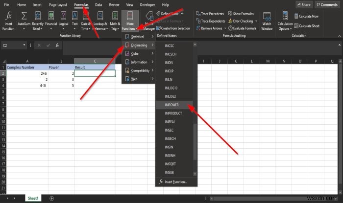 วิธีใช้ฟังก์ชัน IMPOWER ใน Microsoft Excel 