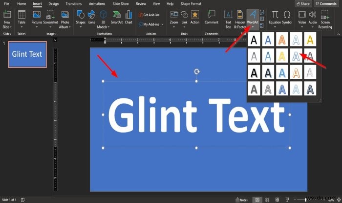 วิธีสร้างแอนิเมชั่น Glint หรือ Sparkle Text ใน PowerPoint 