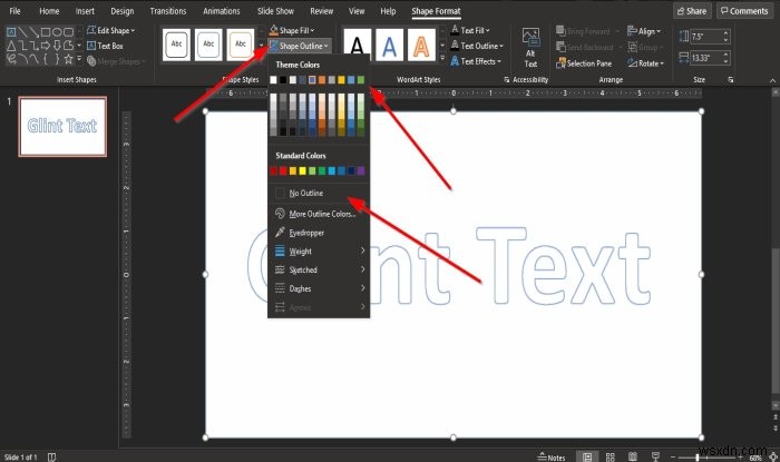 วิธีสร้างแอนิเมชั่น Glint หรือ Sparkle Text ใน PowerPoint 