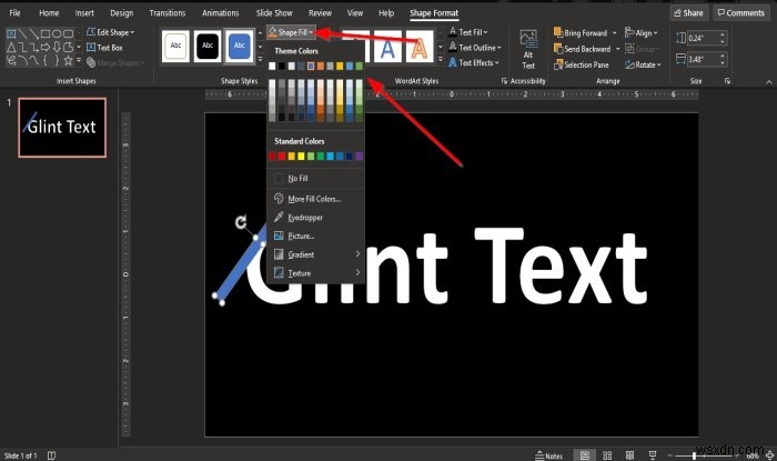 วิธีสร้างแอนิเมชั่น Glint หรือ Sparkle Text ใน PowerPoint 