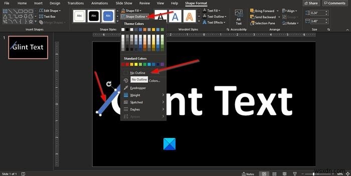 วิธีสร้างแอนิเมชั่น Glint หรือ Sparkle Text ใน PowerPoint 