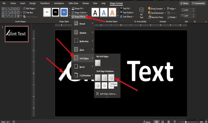 วิธีสร้างแอนิเมชั่น Glint หรือ Sparkle Text ใน PowerPoint 