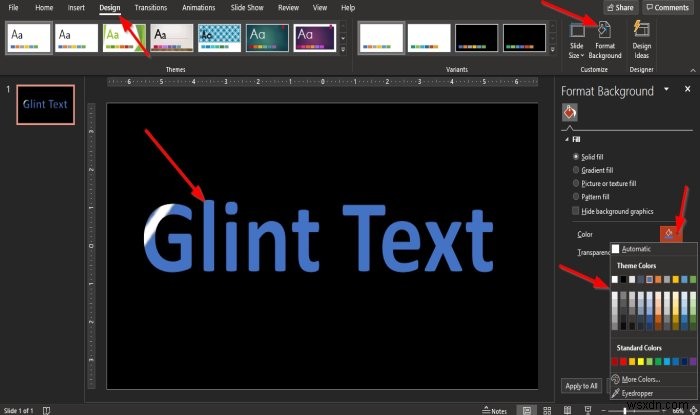 วิธีสร้างแอนิเมชั่น Glint หรือ Sparkle Text ใน PowerPoint 