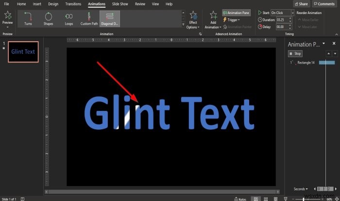 วิธีสร้างแอนิเมชั่น Glint หรือ Sparkle Text ใน PowerPoint 