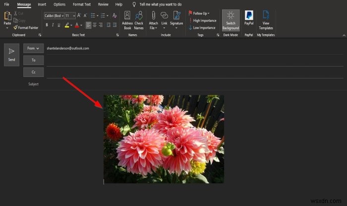 วิธีแทรกรูปภาพและรูปร่างในเนื้อหาอีเมล Outlook 