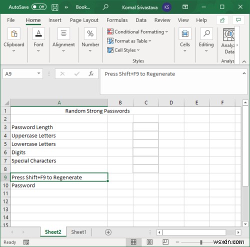 วิธีสร้างรหัสผ่านแบบสุ่มที่แข็งแกร่งใน Microsoft Excel 