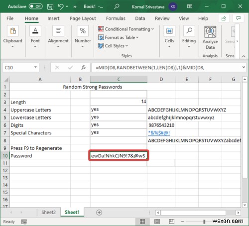 วิธีสร้างรหัสผ่านแบบสุ่มที่แข็งแกร่งใน Microsoft Excel 