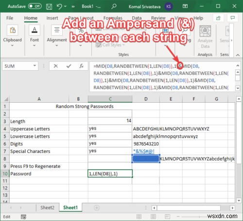 วิธีสร้างรหัสผ่านแบบสุ่มที่แข็งแกร่งใน Microsoft Excel 